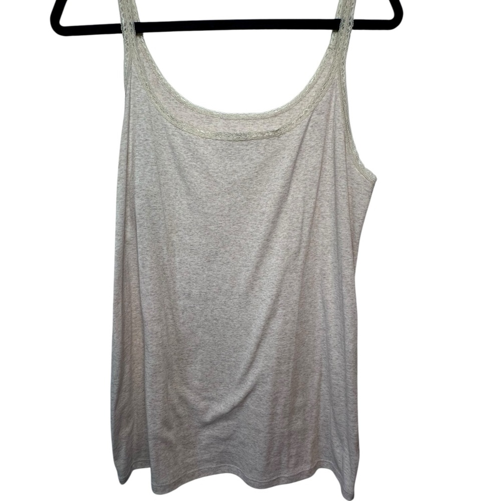 Old Navy Y2K Oatmeal Ecru Cami Dainty Lace Detail Soft Comfy Size XL Long Preppy